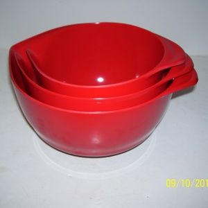 Trudeau 3 Piece Mixing Bowl Set Red Melamine